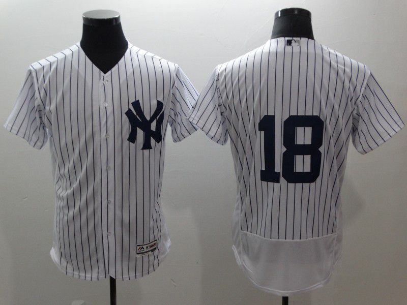 Men New York Yankees #18 Gregorius White stripes Elite MLB Jerseys->new york yankees->MLB Jersey
